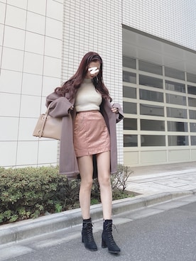 「ラメニット」｜「アイテム（トレンチコート）」を使った、aya0119さん（レディース・162cm）の冬コーディネート