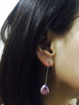 「アイテム（ピアス（片耳用）、パープル系）」を使った、little77さん（レディース・161cm）の冬コーディネート
