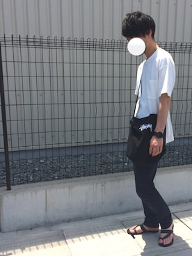 「N.HOOLYWOOD（N.ハリウッド）のアイテム（サンダル）」を使った、おやびんさん（メンズ・170cm）の夏コーディネート