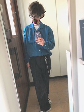 「アイテム（ウォレットチェーン、ホワイト系）」を使った、おやびんさん（メンズ・170cm）の春コーディネート