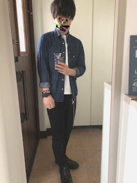 「A.P.C.（アーペーセー）のアイテム（ブーツ）」を使った、おやびんさん（メンズ・170cm）の春コーディネート