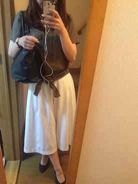 「カーキ×ホワイト」｜m❤︎さん（レディース・154cm）の夏コーディネート