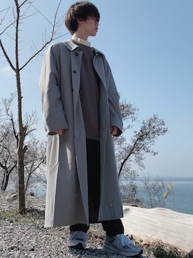 「フォローミー」｜「アイテム（ステンカラーコート）」を使った、nissyさん（メンズ・167cm）の春コーディネート