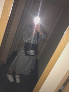 「earth music&ecology（アースミュージックアンドエコロジー）のアイテム（ショルダーバッグ、ブラック系）」を使った、naaさん（レディース・156cm）の冬コーディネート