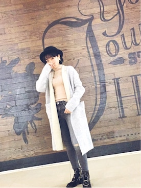 「URBAN RESEARCH（アーバンリサーチ）のアイテム（ピーコート）」を使った、Moonさん（レディース・160cm）の冬コーディネート