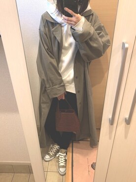 「Libra Cue（リブラ キュー）のアイテム（チェスターコート）」を使った、sayaさん（レディース・159cm）の春コーディネート