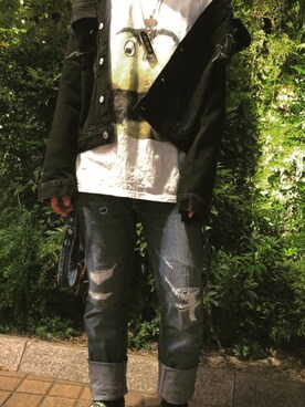 「Supreme （シュプリーム）のアイテム（Tシャツ/カットソー、ホワイト系）」を使った、soutaさん（メンズ）の春コーディネート