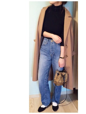 「AZUL by moussy（アズールバイマウジー）のｶｯﾄｵﾌﾎﾞｰｲﾌｨｯﾄﾃﾞﾆﾑﾊﾟﾝﾂ（デニムパンツ）」を使った、chieさん（レディース・150cm）の春コーディネート