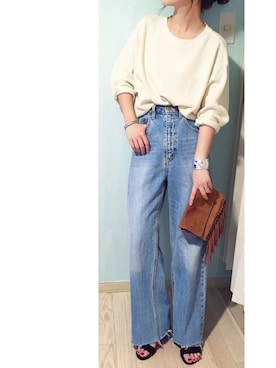 「TODAYFUL（トゥデイフル）のメタルベンドバングル（バングル/リストバンド）」を使った、chieさん（レディース・150cm）の夏コーディネート