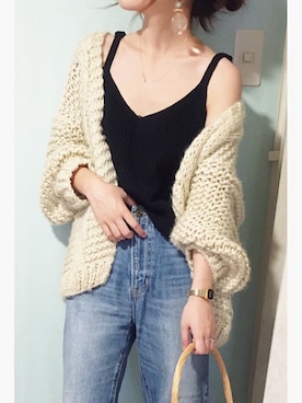 「AZUL by moussy（アズールバイマウジー）のｶｯﾄｵﾌﾎﾞｰｲﾌｨｯﾄﾃﾞﾆﾑﾊﾟﾝﾂ（デニムパンツ）」を使った、chieさん（レディース・150cm）の秋コーディネート