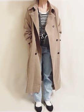 「ハーフムーンバック」｜「アイテム（トレンチコート）」を使った、chieさん（レディース・150cm）の春コーディネート