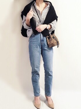 「ハイウエストストレートジーンズ」｜chieさん（レディース・150cm）の春コーディネート