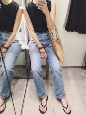 「ハイウエストストレートジーンズ」｜chieさん（レディース・150cm）の夏コーディネート