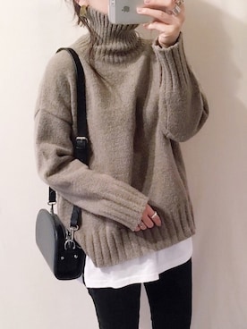 「PURPLE（パープル）のアイテム」を使った、chieさん（レディース・150cm）の冬コーディネート