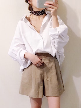「リネンショートパンツ」｜chieさん（レディース・150cm）の春コーディネート