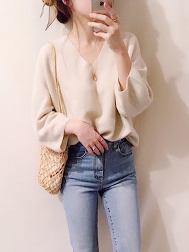 「ハイウエストストレートジーンズ」｜chieさん（レディース・150cm）の春コーディネート