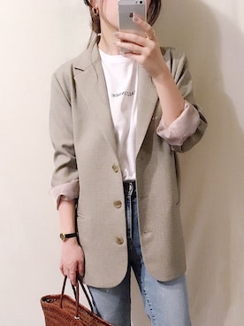 「ハイウエストストレートジーンズ」｜chieさん（レディース・150cm）の春コーディネート