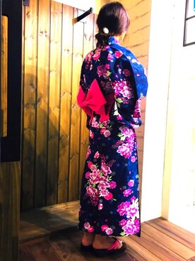 「rps（アールピーエス）のアイテム（浴衣）」を使った、Tokonameスタッフさん（レディース・160cm）の夏コーディネート