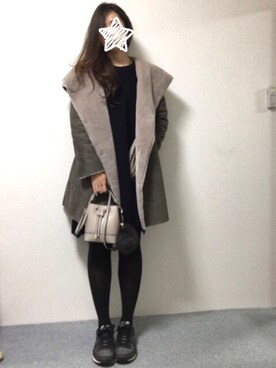 「LEPSIM（レプシィム）のアイテム（ムートンコート）」を使った、YURIPEさん（レディース・164cm）の冬コーディネート