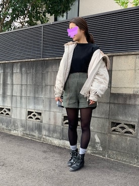 「LILY BROWN（リリーブラウン）のアイテム（ブーティ）」を使った、Chiakiさん（レディース・159cm）の冬コーディネート