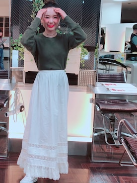 「SLOW（スロウ）のアイテム（トップス）」を使った、佳帆里さん（レディース・150cm）の春コーディネート