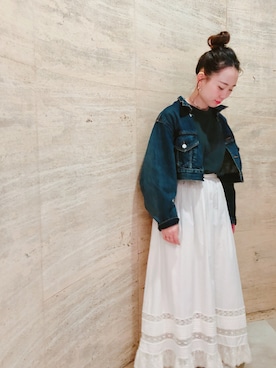 「THE SHINZONE（ザ　シンゾーン）のアイテム（デニムジャケット）」を使った、佳帆里さん（レディース・150cm）の春コーディネート