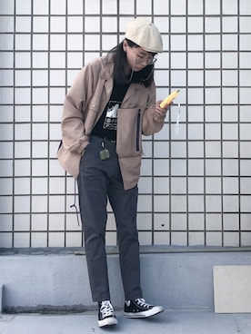 「plain-me（プレインミー）のアイテム（パンツ）」を使った、hs1n さん（レディース・165cm）の夏コーディネート