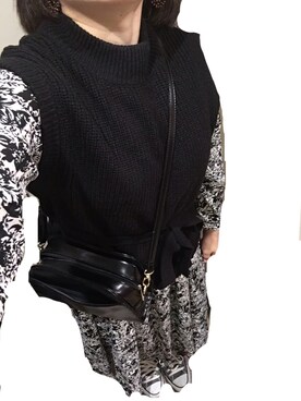 「ベスト×ワンピース」｜「アイテム（アクセサリー）」を使った、まあぽぽさん（レディース・157cm）の秋コーディネート