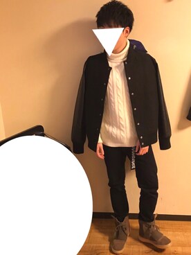 「ZIP FIVE（ジップファイブ）のアイテム（スタジャン）」を使った、こうすけさん（メンズ・165cm）の冬コーディネート