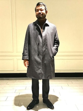 「SHIPS（シップス）のアイテム（ステンカラーコート）」を使った、水原さん（メンズ・177cm）の冬コーディネート