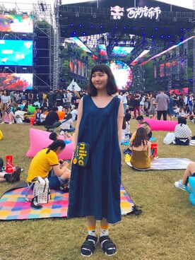 「日系休闲」｜「アイテム（ワンピース/ドレス）」を使った、大蕾さん（レディース・163cm）の夏コーディネート