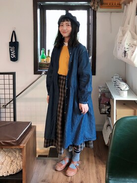 「SM2（エスエムツー）のアイテム（シャツワンピース）」を使った、大蕾さん（レディース・163cm）の秋コーディネート