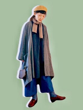 「LouisVuitton」｜「アイテム（ピーコート）」を使った、大蕾さん（レディース・163cm）の冬コーディネート