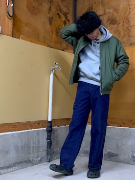 「RAGEBLUE（レイジブルー）のアイテム（スタジャン）」を使った、Naotoさん（メンズ・171cm）の秋コーディネート