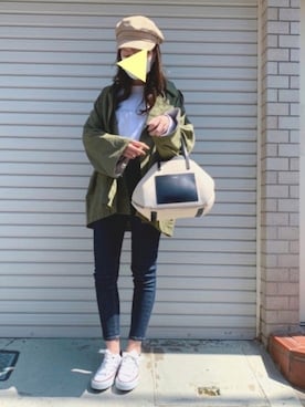 「reca（レカ）のアイテム（帽子）」を使った、misat☺︎  さん（レディース・154cm）の春コーディネート