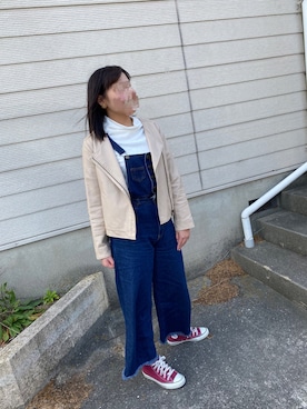 「NICE CLAUP（ナイスクラップ）のアイテム（オールインワン・サロペット）」を使った、ひまわり꒡̈⃝さん（レディース・161cm）の春コーディネート