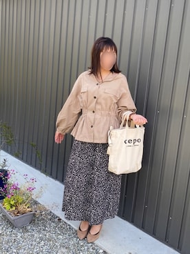 「cepo（セポ）のアイテム（トートバッグ）」を使った、ひまわり꒡̈⃝さん（レディース・161cm）の春コーディネート