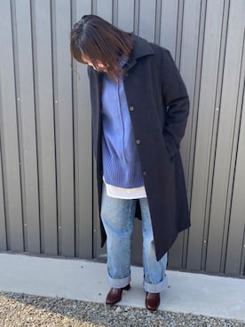 「JEANASIS（ジーナシス）のシャツテイルBIGロンT/826709（Tシャツ/カットソー）」を使った、ひまわり꒡̈⃝さん（レディース・161cm）の冬コーディネート