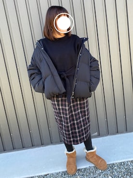 「タータンチェックスカート」｜ひまわり꒡̈⃝さん（レディース・161cm）の冬コーディネート