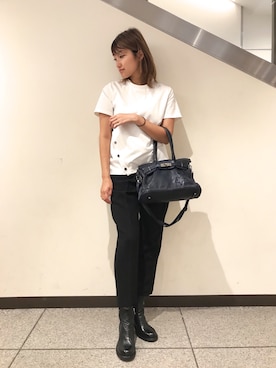 「Yasutoshi Ezumi（ヤストシエズミ）のアイテム（パンツ）」を使った、mnmさん（レディース・157cm）の夏コーディネート