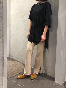 「ATON（エイトン）のアイテム（Tシャツ/カットソー）」を使った、mnmさん（レディース・157cm）の春コーディネート