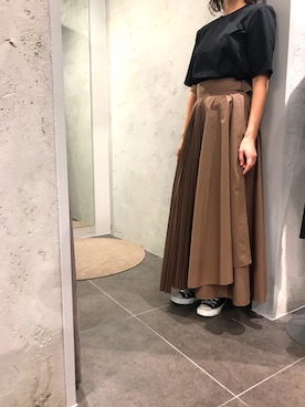 「ATON（エイトン）のアイテム（Tシャツ/カットソー）」を使った、mnmさん（レディース・157cm）の春コーディネート