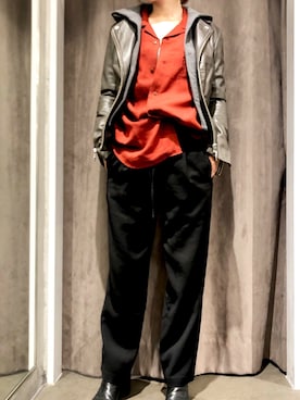 「秋」｜「アイテム（ライダースジャケット）」を使った、mnmさん（レディース・157cm）の秋コーディネート