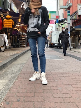 「ONE MADE（ワンメイド）のアイテム」を使った、mnmさん（レディース・157cm）の冬コーディネート