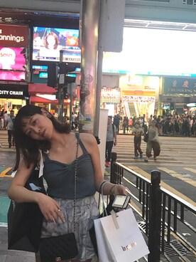 「MONKI（モンキ）のアイテム（カーゴパンツ）」を使った、玉帝弟弟さん（レディース・163cm）の夏コーディネート