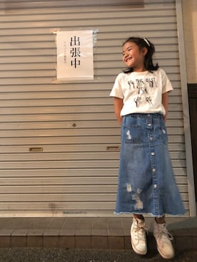 「アイテム（デニムスカート）」を使った、Kuruminさん（キッズ・128cm）の春コーディネート