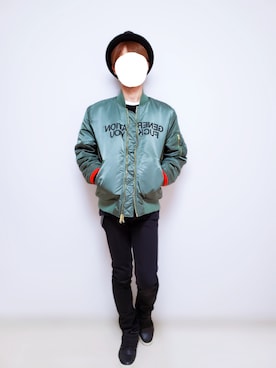 「UNDERCOVER（アンダーカバー）のアイテム（MA-1）」を使った、tomoさん（メンズ・174cm）の冬コーディネート