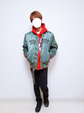 「UNDERCOVER（アンダーカバー）のアイテム（MA-1）」を使った、tomoさん（メンズ・174cm）の冬コーディネート