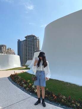 「五分褲」｜Cさん（レディース・157cm）の春コーディネート