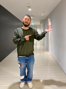 「シースルー」｜「アイテム（ブルゾン）」を使った、Yoshi Yamaさん（メンズ・174cm）の春コーディネート